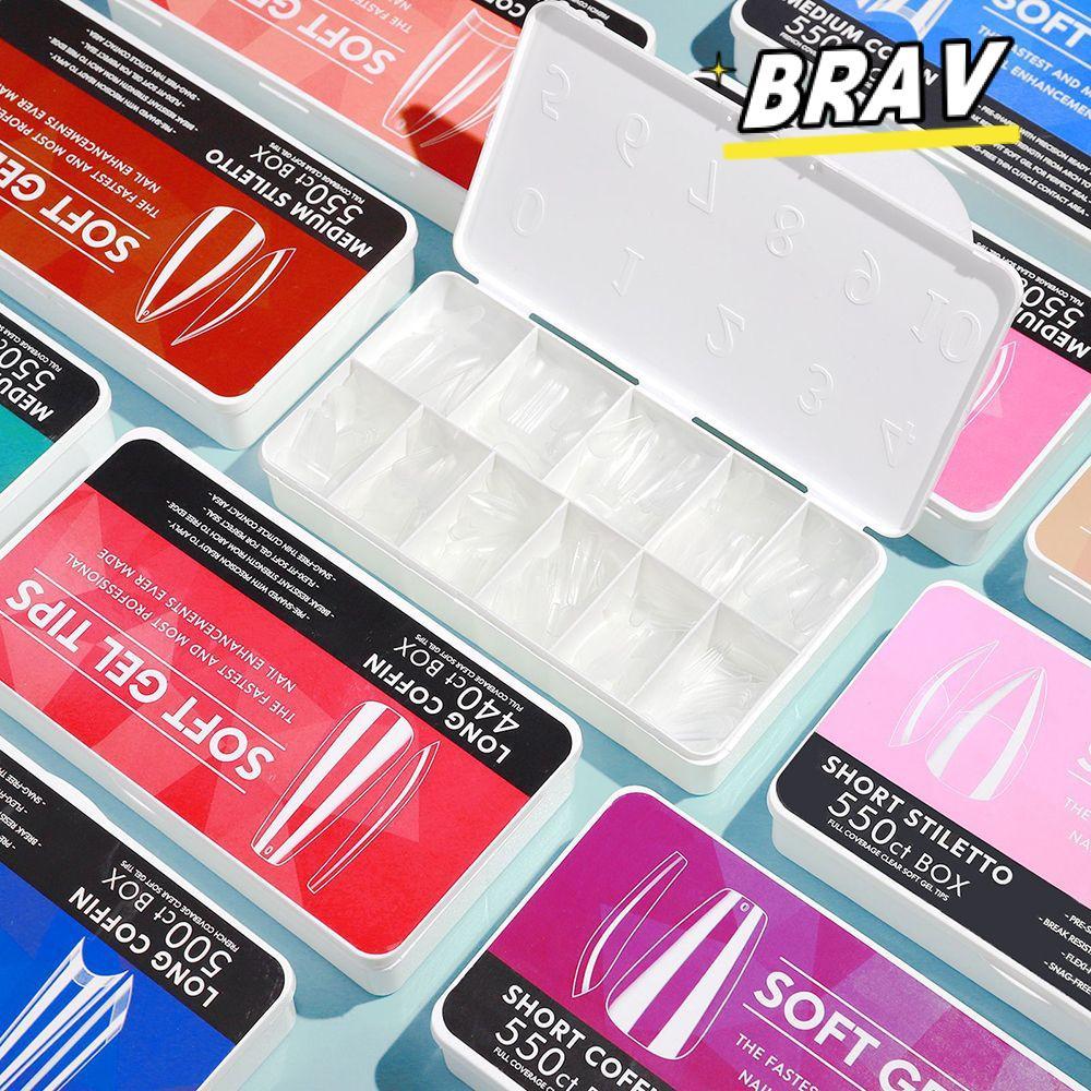 BRAV 550 ชิ้น Gelly Tips Nail Tips Kit Soak Soft Gel