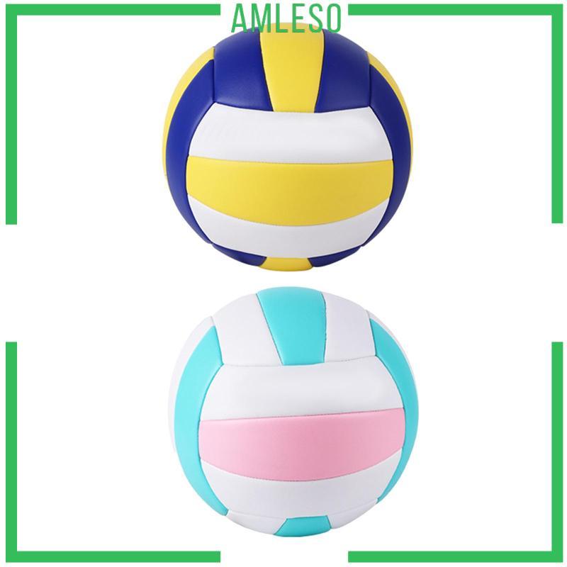 [Amleso] Size 5 Volleyball PU Leather Leisure Ball w/ Ball Pump Beach Game