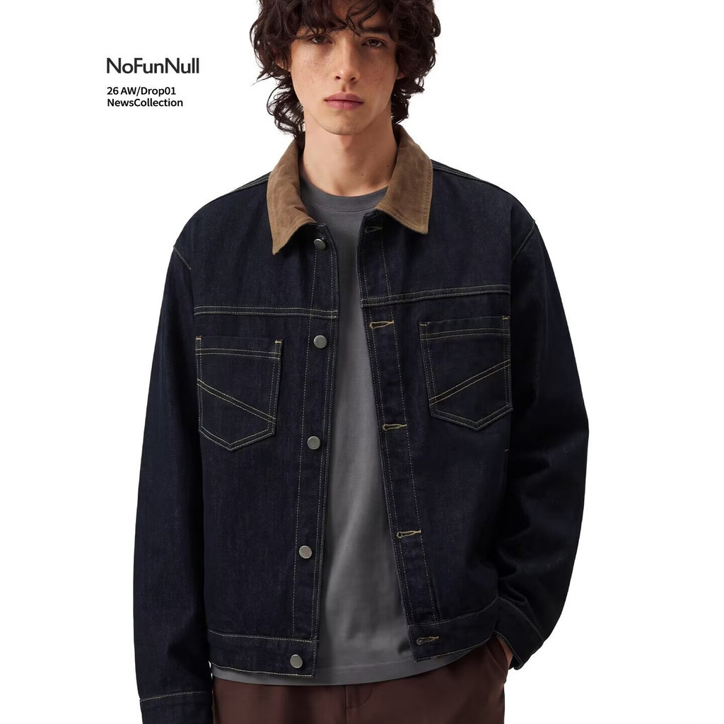 American Denim Jacket Men Lapel Jacket ผู้หญิงหลวม Retro