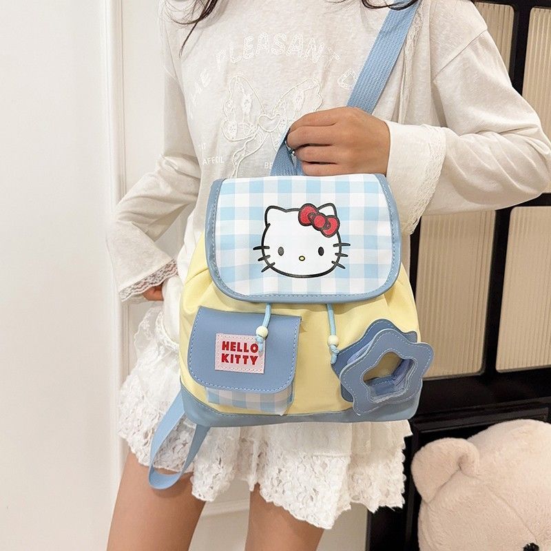 Academy Double-Shoulder Kege Drawstring Mini kt Cat Young Hello Kitty กระเป๋าเป้สะพายหลังการ์ตูน 9.1