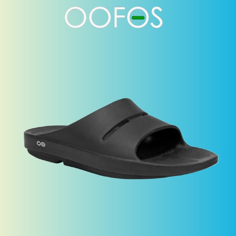 รองเท้าแตะ Oofos วัสดุสีดํา-UFO นุ่มสบาย TRBG PFXI DY1X N9OM