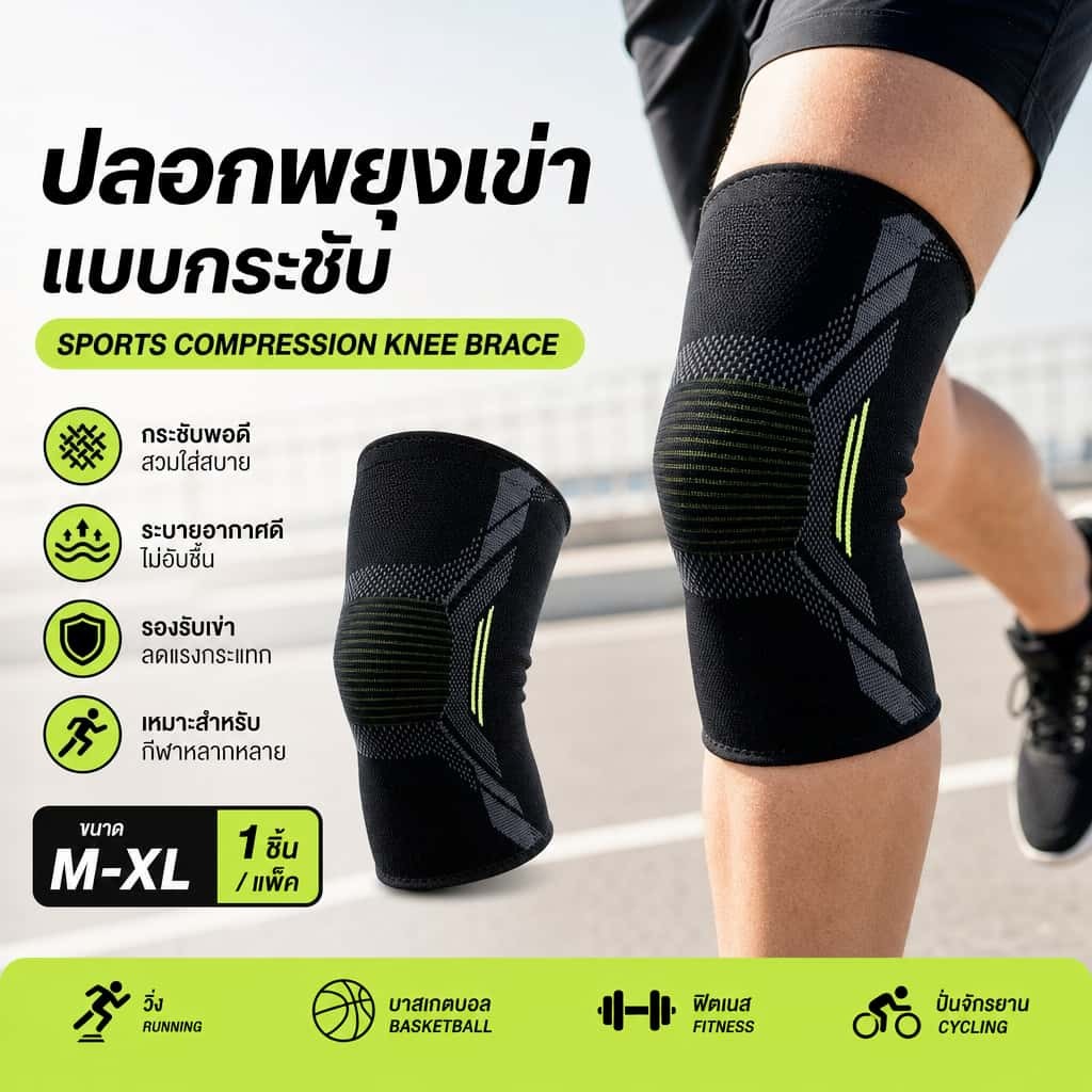 สนับเข่ามวยไทย สายรัดเข่า Knee Support พยุงเข่า ป้องกันบาดเจ็บ ลดปวด
