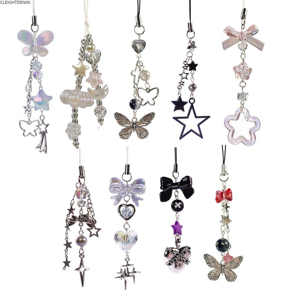 CLEIGHTEEN8H Phone Pendant, Butterfly Bowknot Phone Charms, Y2K Sweet Girl Phone Chain