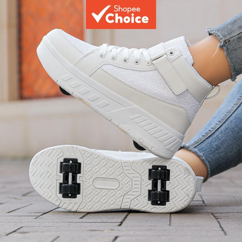YAO SF Youth Boys Girls Quad Heelys Outdoor Street Cool Skates อินไลน์สเก็ต Golden Sports Shoes