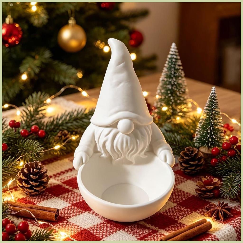 Gnome Trinket จาน 3D พิมพ์สร้อยคอคริสต์มาสเครื่องประดับหน้าแรก Faceless Dwarf Catchall ชามสําหรับผู้