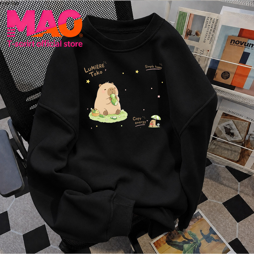 COD (จัดส่งในกรุงเทพฯ) MAO Shop เสื้อสเวตเตอร์คอกลม โอเวอร์ไซซ์ ลายกราฟิก ผ้านุ่ม สไตล์เกาหลี#@16