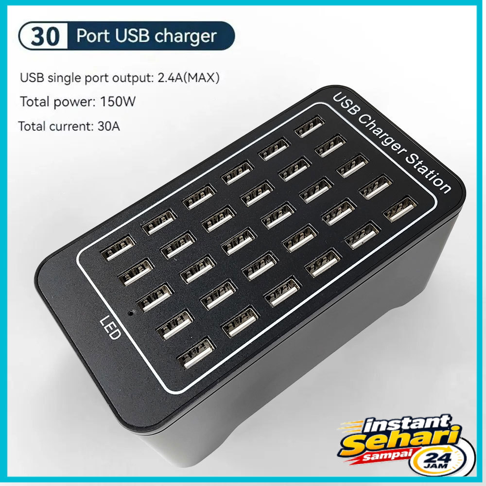 Kisamaa Desktop Charger USB Type A Charger Hub 30 Port 150W - YFY-A75 - 7CUA2DBK