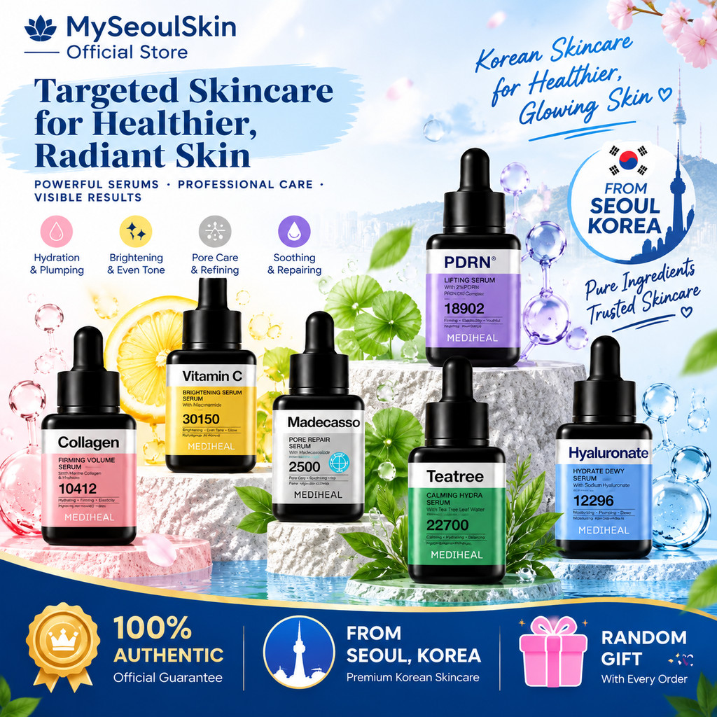 Mediheal Ampoule Serum 6 Variants: คอลลาเจน, VC, Centella, PDRN, Tea Tree, HA Hyaluronic Olive Young