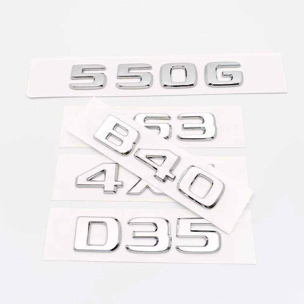 Chrome Silver ตัวอักษร 550G 4X4 850 550 D35 B40 D6S B63 สัญลักษณ์สําหรับ Mercedes Benz Brabus G รถ F