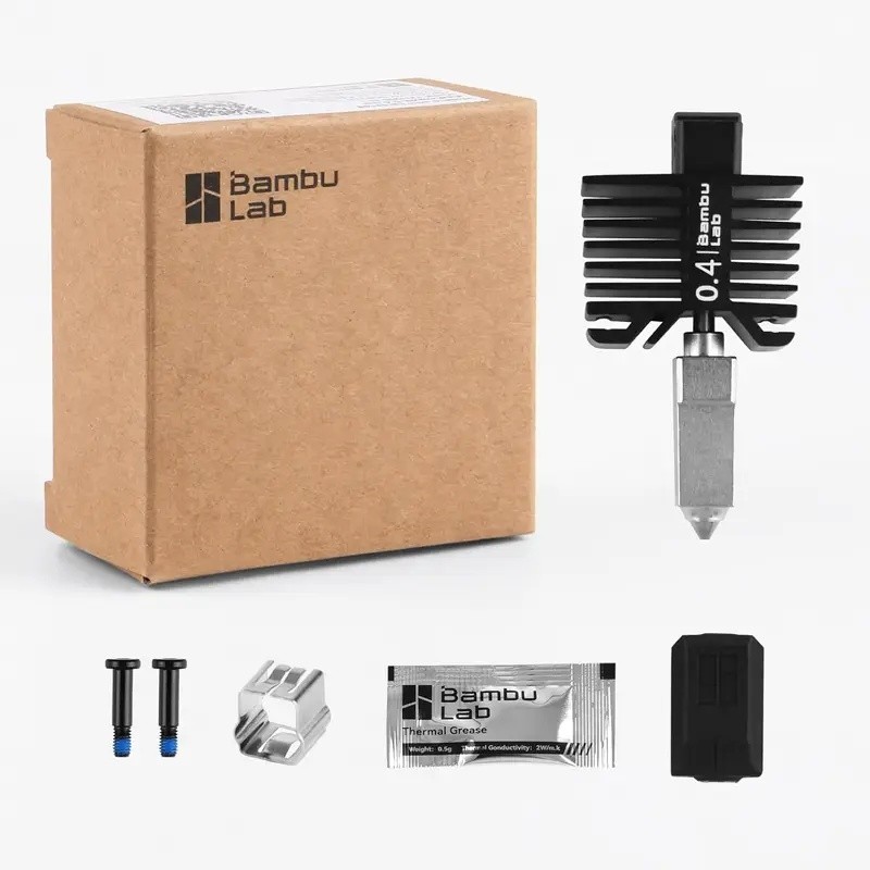HB BambuLab X1C/P1 Series Hotend พร้อมหัวฉีดเหล็กชุบแข็ง 0.2/0.4/0.6/0.8 มม.สําหรับ Bubu Lab X1C X1 