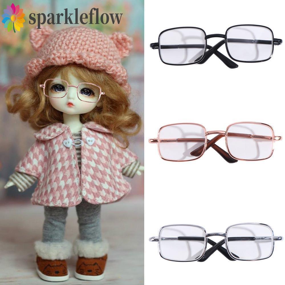 SPARKLEFLOW Preppy Cotton Doll Glasses, 8.5 CM Lovely Idol Plush Doll Glasses, Pet Glass Square Kawa