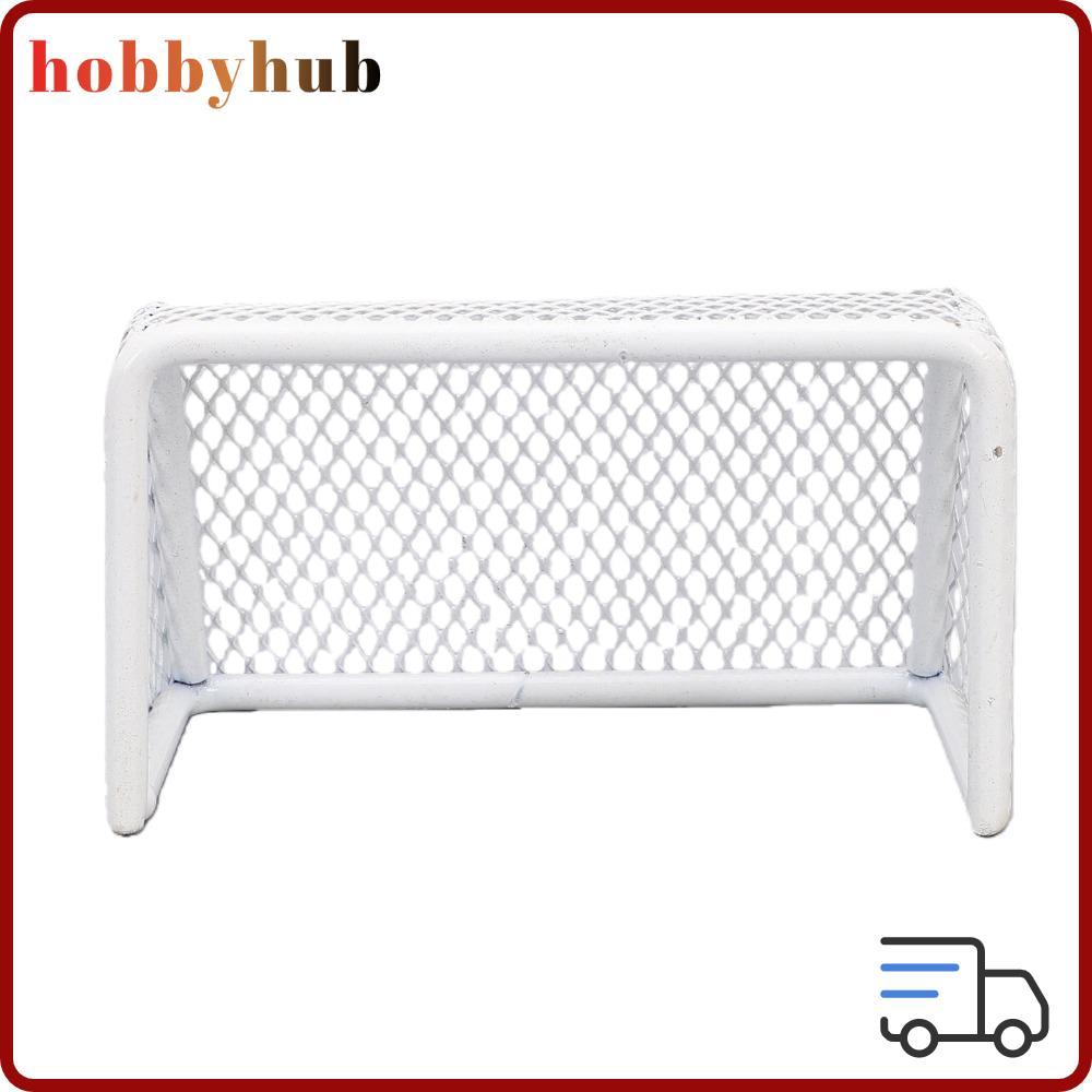 HOBBYHUB Mini Soccer Goal, สีขาว 11*6.5*6 ซม. Aquarium Soccer Goal, กรอบสแตนเลสตกแต่งตู้ปลาภูมิทัศน์