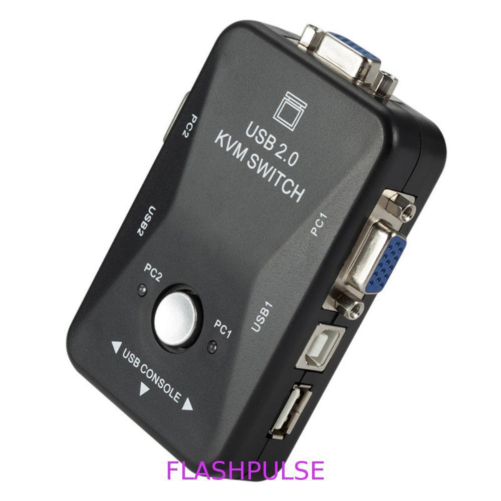 FLASHPULSE สวิตช์ VGA KVM 2 in 1 Out Switcher USB 2.0 KVM Switch Splitter, Simple Operation สะดวก KV