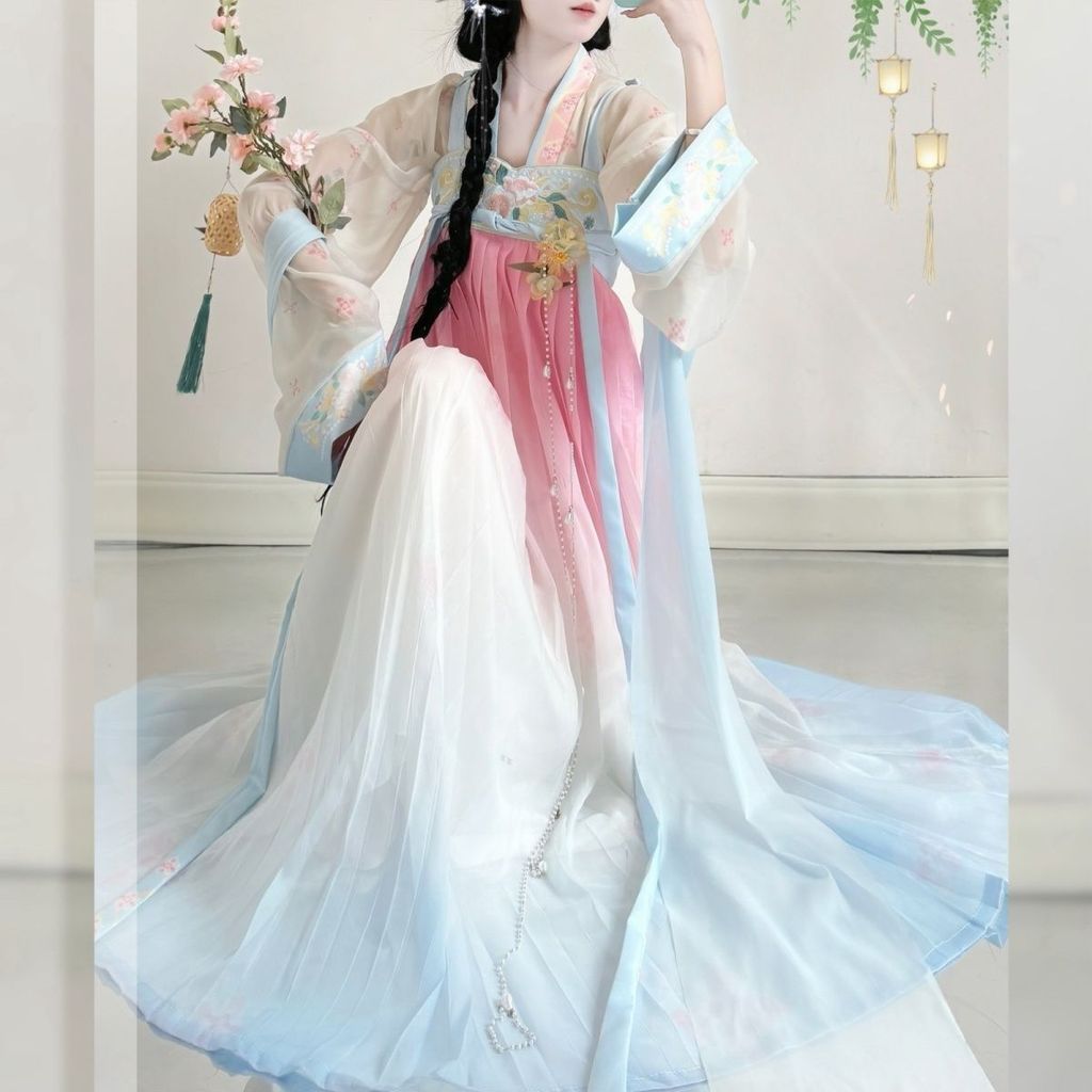 [ks1095.th] Yixia Pavilion [Visit Spring Breeze] Made ชุดกระโปรงยาวคอปกตรงหญิง Xianqichun [0912HU0DI