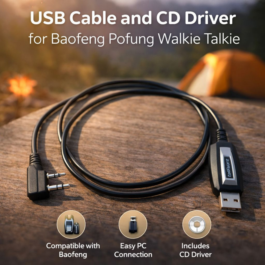 Taffiffware สาย USB และไดรเวอร์ CD สําหรับ BAOFENG เครื่องส่งรับวิทยุ