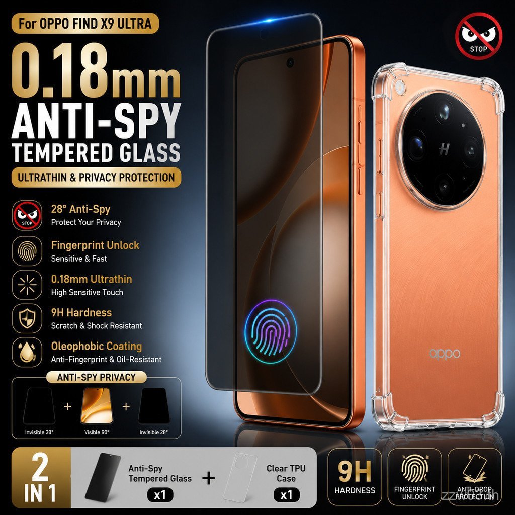 0.18 มม.Anti SpyกระจกนิรภัยสําหรับOPPOค้นหาN6 ค้นหาX9 X8 Ultra X9s Pro X8s X8s + X9 Pro X9 Reno 15 P
