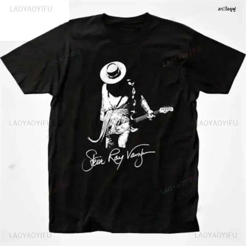 จัดส่ง 24 ชั่วโมง Man Woman Tee Stevie Ray Vaughan กีตาร์ Blues Rock SRV Unisex O-คอCOD
