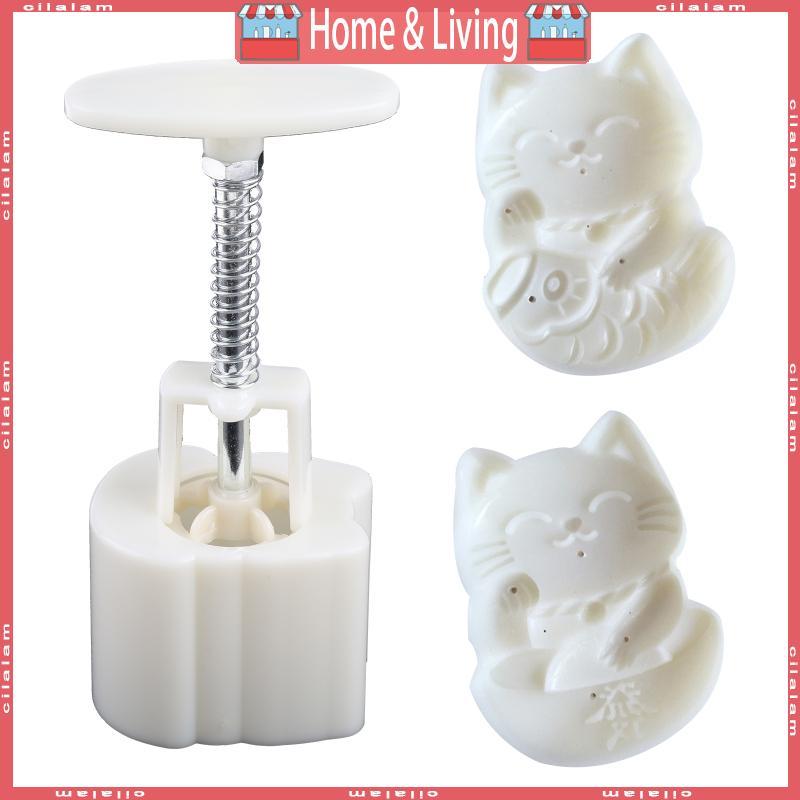 CI วัสดุพลาสติกแม่พิมพ์ขนมไหว้พระจันทร์ 50g Lucky สําหรับแสตมป์รูปแมวเค้กดวงจันทร์ Moulds สําหรับอบข