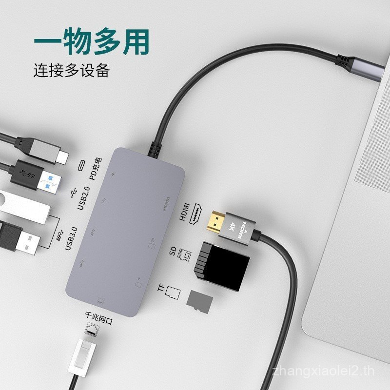 Type-C Docking Station HD 4K จอแสดงผล USB3.0/Gigabit Ethernet Port Splitter 8-in-1 HUB Docking Stati