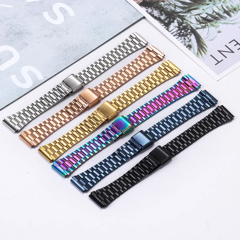 สแตนเลสสตีลสําหรับ Casio สําหรับ F91W F84 F105 F108 A158 AQ230 A168 B650 AE500W AE1200 AE1300 18 มม.