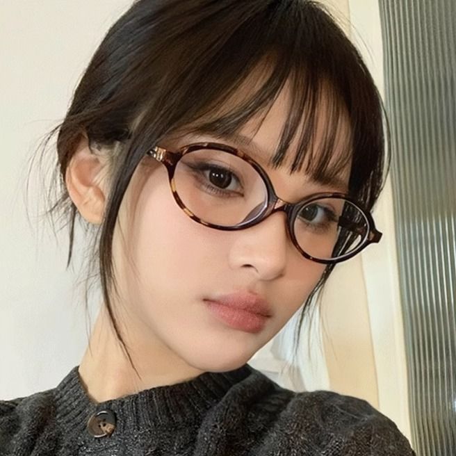 แว่นสายตา   กรอบรูปวงรี  ดีไซน์ลายเสือดาว  สไตล์เรโทร  กรอบรูปวงรี y2k   มีหลายสีให้เลือก ช่วยปรับรูปหน้า - รูปที่ 2