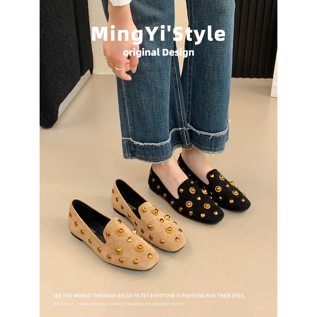 New Ladies Mules All-Match Flat Outer Peas Shoes Flat Fashion Scoop Shoes