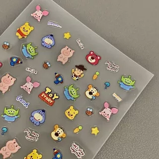 Little Red Book สไตล์เดียวกัน Winnie the Pooh Toy Story นูนสติกเกอร์แต่งเล็บมูลค่าสูง 3d สามมิติ diy สติกเกอร์
