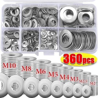 โลหะแบน 360/580 ชิ้น ชุดปะเก็นแหวนรอง สเตนเลส 304 M2 M2.5 M3 M4 M5 M6 M8 M10 M12 สลักเกลียว สําหรับสกรู