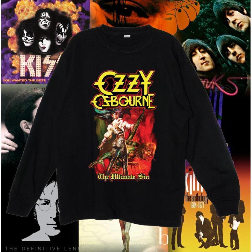 OZZY OSBOURNE โปสเตอร์พิมพ์บนผ้าฝ้ายแท้ ดีไซน์แขนยาว