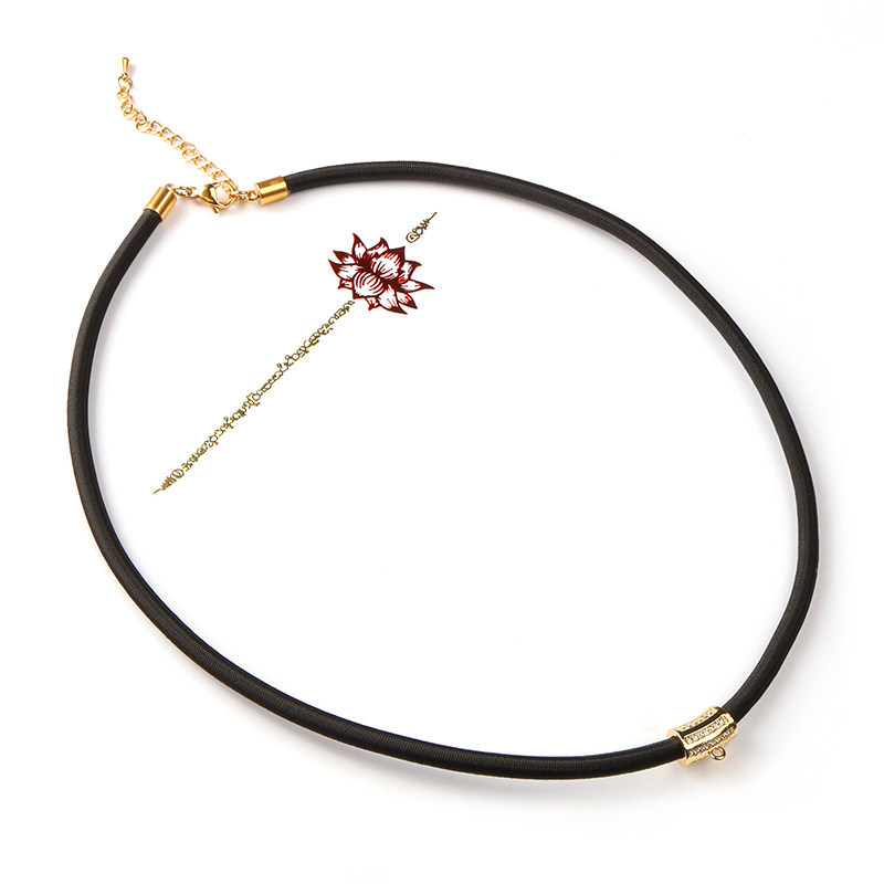 [FBC] สร้อยพระเครื่อง | สร้อยคอสั้น สร้อยกระดูก 4 มม. เคลือบทอง มุกเพชรไมโคร ยืดหยุ่นสายยาง