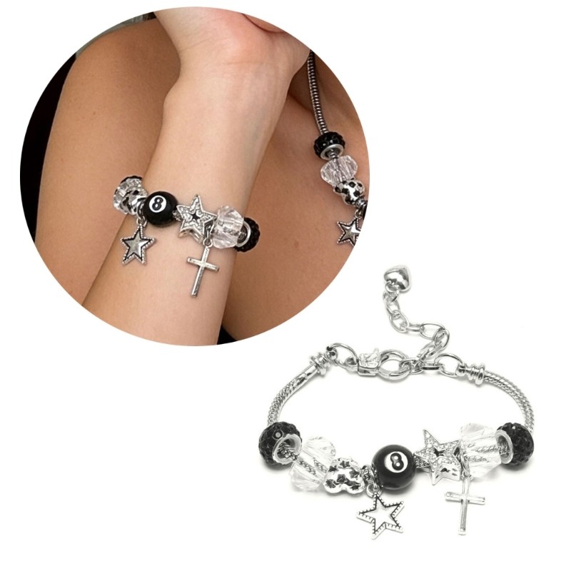 Mojito Elegant Star Crucifix Charm สร้อยคอสร้อยข้อมือลูกปัดปรับกําไลข้อมือ