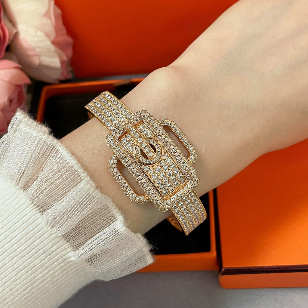V Gold Heavy Craft Belt Full Diamond Buckle Bracelet Bracelet Premium Seiko Version Zircon Bracelet