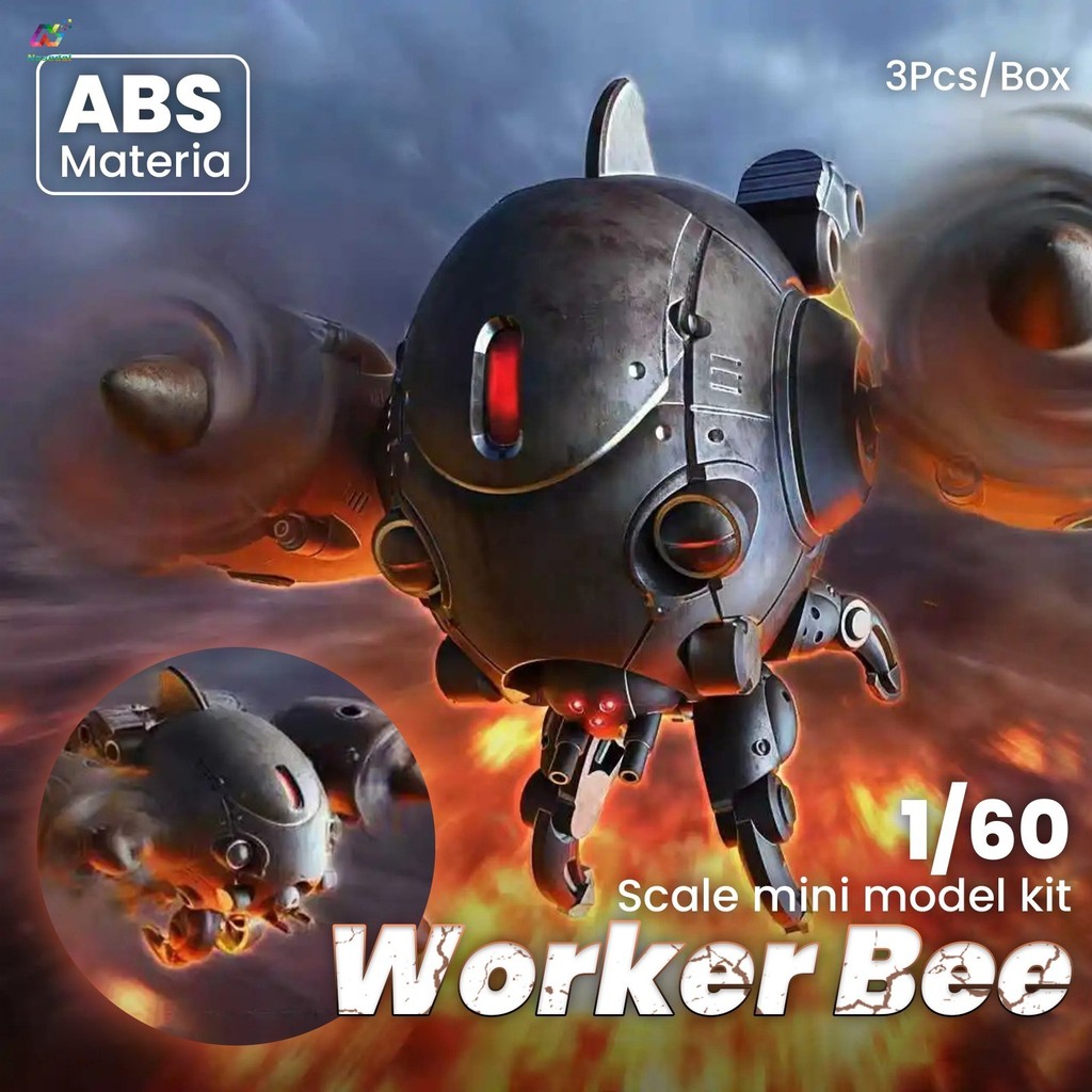 Sheik แผ่นดินใหญ่ 3 ชิ้น/กล่อง 3MIN Project Worker Bee Fighter Assembly Mecha Kit 1/60 ขนาด ABS วัสด