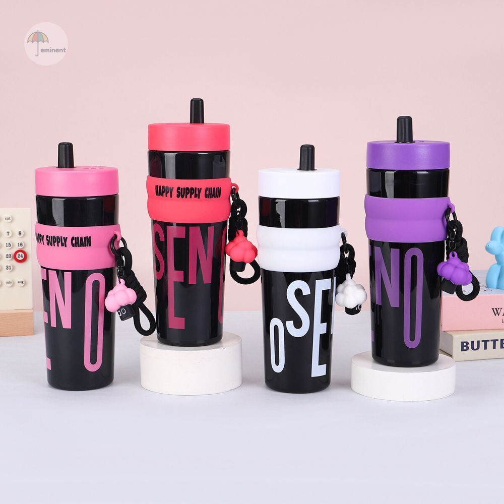 แก้วน้ำพลาสติก ขนาด 900 ML ทรงกระบอก มีฝาปิด กันฝุ่น พร้อมหลอดดูด ทำความสะอาดง่าย พกพาสะดวก