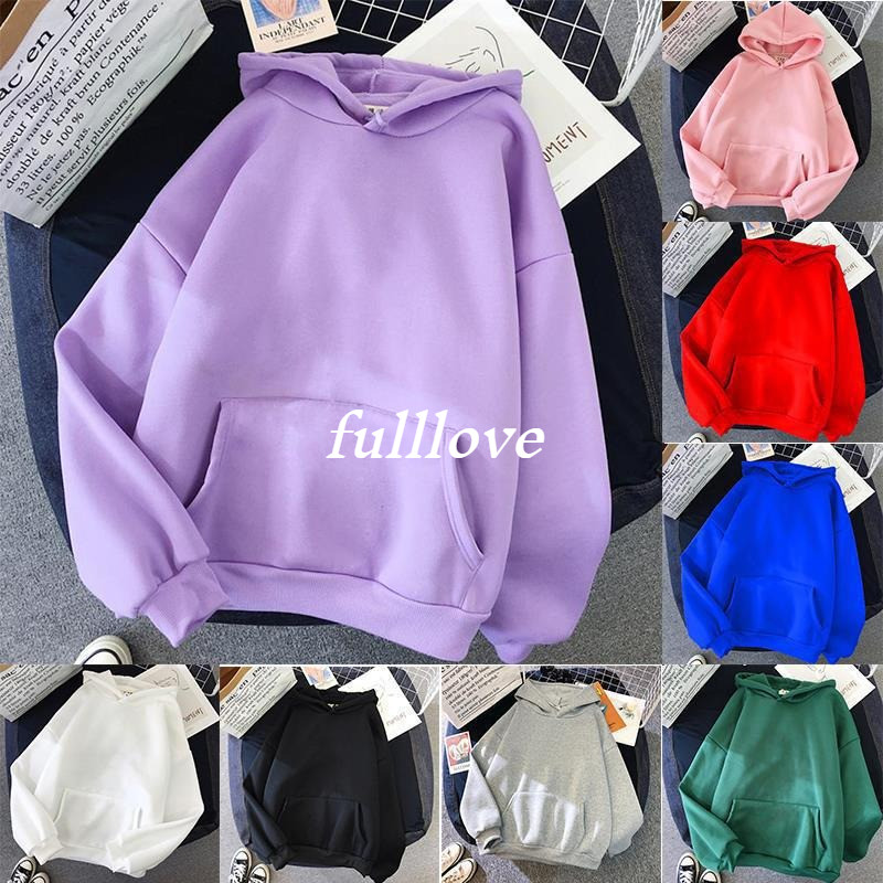 [จัดส่งจากไทย] Fulllove เสื้อฮู้ดแขนยาว สไตล์ลำลอง มีกระเป๋าด้านหน้า และมีให้เลือกหลายสี
