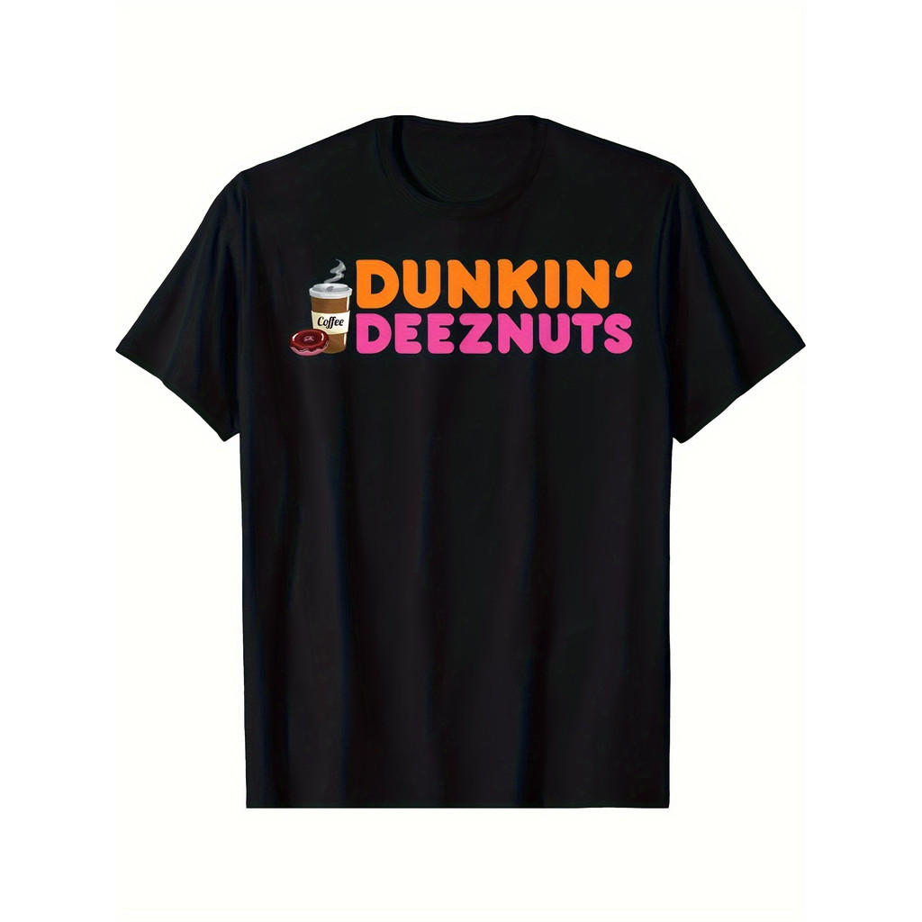 Dunkin Deez Nuts-fun Dunkin Deeznuts Coffee lover เสื้อยืดผู้ชายผ้าฝ้าย
