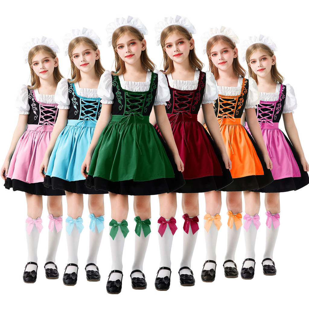 Bavaria เด็ก Dirndl กระโปรงสาวเบียร์เทศกาลชุดแม่บ้าน