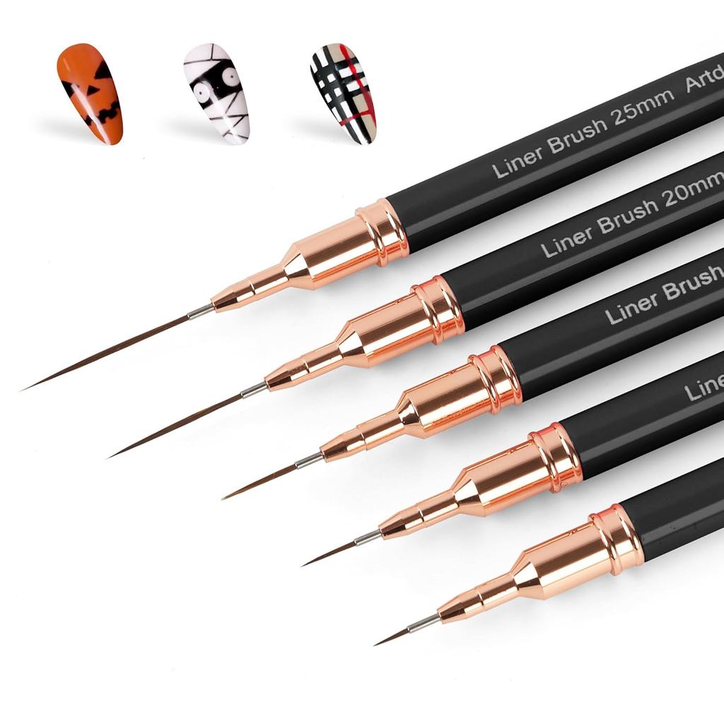 ชุดแปรงเพ้นท์เล็บ Nail Art Liner 5 ชิ้น สำหรับ UV Gel วาดเส้นบาง เก็บรายละเอียด ใช้ได้ทั้งบ้านและร้าน