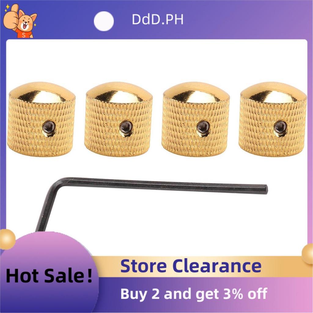4 ชิ้นโลหะ Volume Tone Dome Tone กีตาร์ปุ่มควบคุมความเร็วพร้อมสกรูสําหรับกีตาร์ไฟฟ้าหรือ