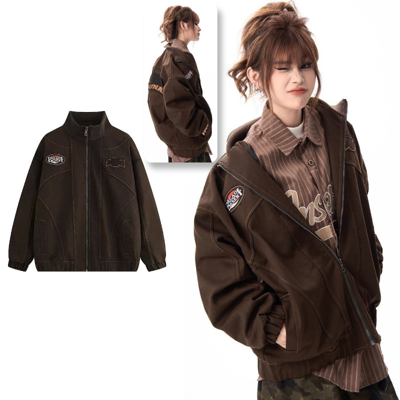 แจ็กเก็ตบิน mens american retro สำหรับ unisex สไตล์เรโทรคลาสสิค
