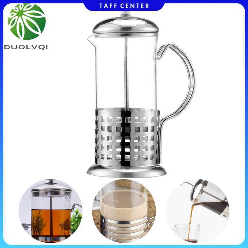DUOLVQI French Press Coffee Maker Pot Plunger Glass Grid Pattern - KG72I