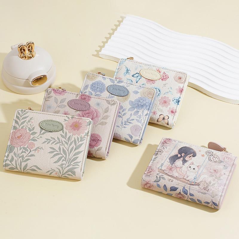 กระเป๋าสตางค์ใบสั้นสำหรับผู้หญิง ดีไซน์การ์ตูนน่ารัก คุณภาพสูง