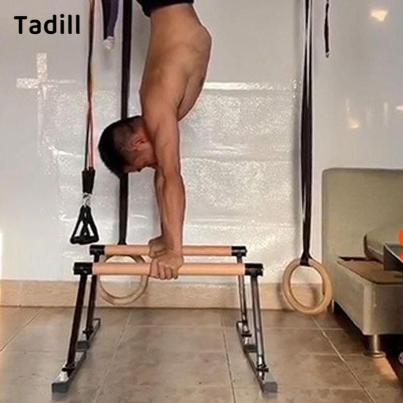 Tadill 2 ชิ้นไม้ Parallel Bar และ Dip Bar หนา Beech Handle สําหรับชั้นออกกําลังกายยิมนาสติก Handstan