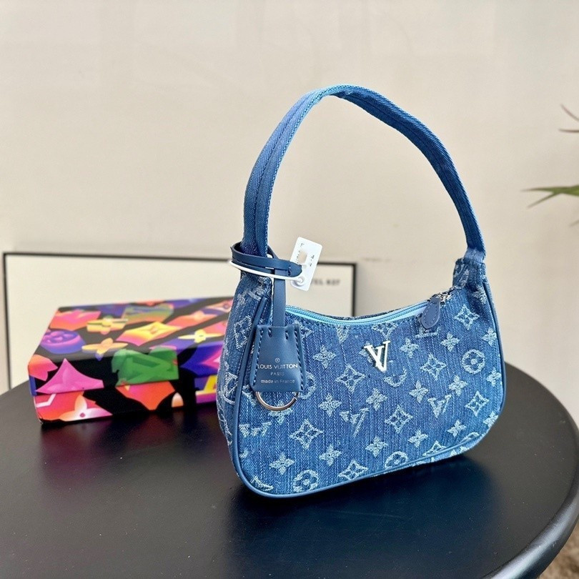 [1: 1 Boutique] Denim Underarm Bag Mahjong Bag Simple Fashion