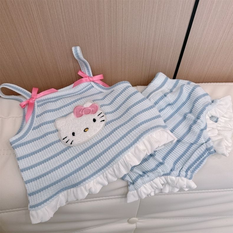 เกาหลี เกาหลี 20262025ปีฤดูร้อนสลิงสาวเด็กทารกลูกไม้เสื้อกั๊กแมวปกบางน่ารักปลาค็อด บีพีดีบี