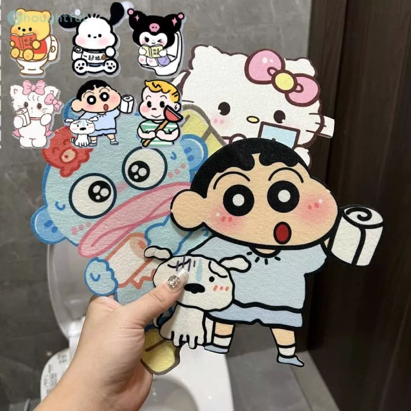 สติกเกอร์ตกแต่งห้องน้ำ Hello Kitty สุดน่ารัก สำหรับตกแต่งโถสุขภัณฑ์ โถส้วม ตู้เสื้อผ้า รองเท้า และสิ่งของอื่นๆ