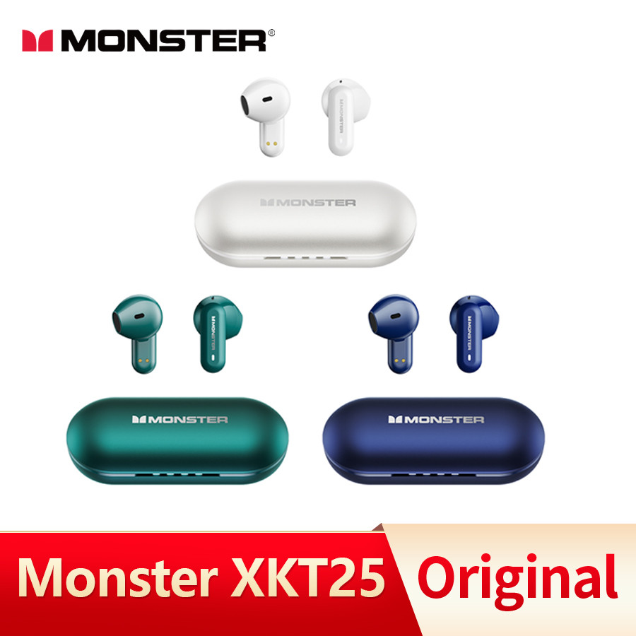 Monster XKT25 หูฟังไร้สายบลูทูธ TWS หูฟังสเตอริโอไฮไฟชุดหูฟังสําหรับเล่นเกมลดเสียงรบกวนหูฟังกีฬาพร้อ