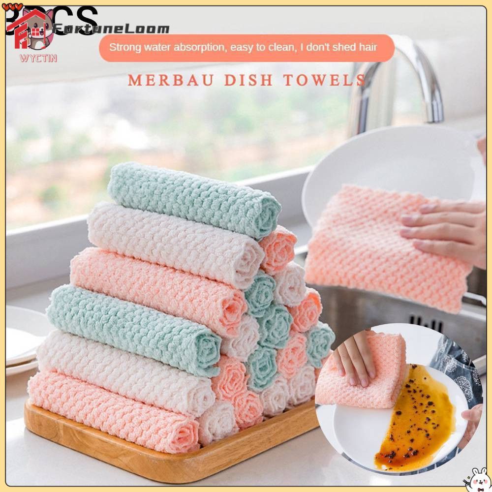 【COD】 Efeed【สินค้าขายดี】 ชุดผ้าไมโครไฟเบอร์กันคราบไขมัน 3 ผืน ผ้าเช็ดครัวเนื้อนุ่มพิเศษ ผ้าทำความสะอ
