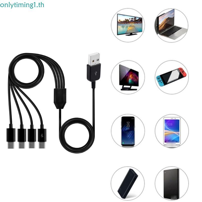 Onlytiming 4 in 1 Multi สายชาร์จ USB ถึง 4x Type C Splitter Data Sync สาย USB C