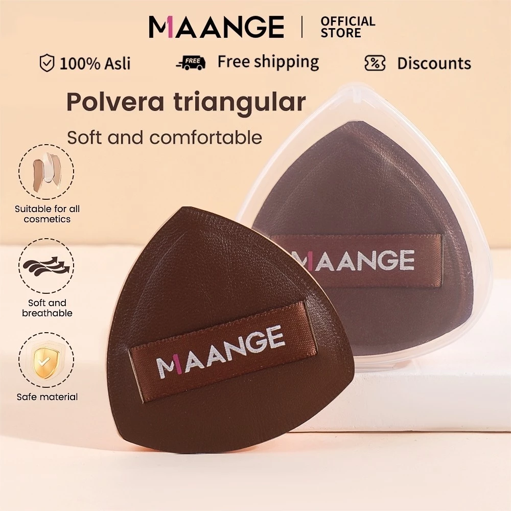 MAANGE สามเหลี่ยมฟองน้ำ Air Cushion นุ่มและสบาย พัฟแป้งผสมรองพื้นไร้ที่ติ เปียกและแห้ง พร้อมกล่อง